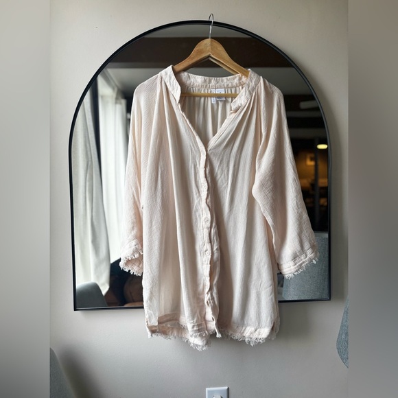 SANCTUARY | coastal covers fringed swim cover up dusty pink | size medium - Picture 3 of 5